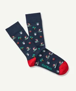 Gazman Non Tight Surfing Santa Sock - Navy -Cheap Gazman Store SOCS21018 440 WEB 01