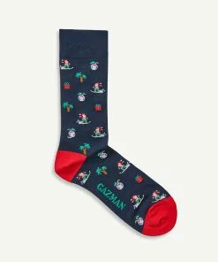 Gazman Non Tight Surfing Santa Sock - Navy -Cheap Gazman Store SOCS21018 440 WEB 04